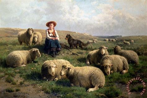 C Leemputten And T Gerard Shepherdess With Sheep In A Landscape
