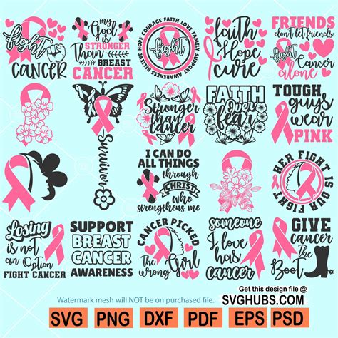 Awareness Ribbon Svg Cancer Awareness Svg Breast Cancer Svg Bundle