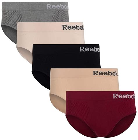 Reebok Reebok Womens Seamless Hipster Panties 5 Pack Large Grey