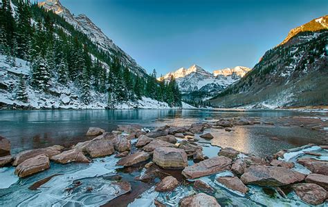 Images Nature Mountains Lake Snow Scenery Stones
