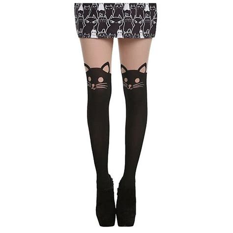 Lovesick Cat Garter Tights Hot Topic 13 Liked On Polyvore Featuring Intimates Hosiery