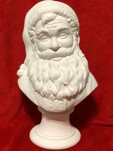 Large Scioto Santa Bust In Ceramic Bisque Ready To Paint