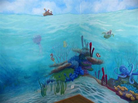 Sat, feb 28, 2015, 7:00 pm: coral reef in corner, can see above water and the kids in ...