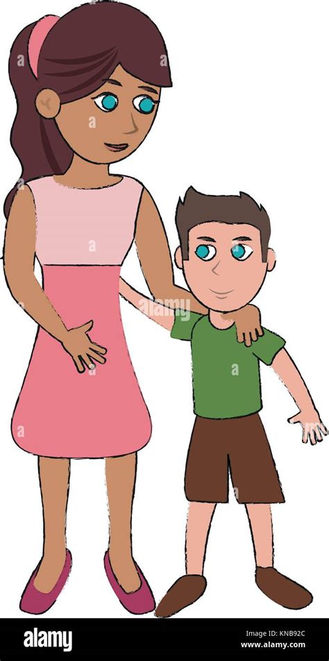 Mom And Son Cartoon Stock Vector Image And Art Alamy