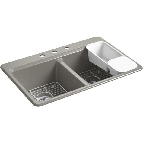 It is made with eighty percent quartz stone, which is it is powerful and durable to handle even the hardest condition. KOHLER Riverby 33-in x 22-in x 9-5/8-in Top-Mount Double ...