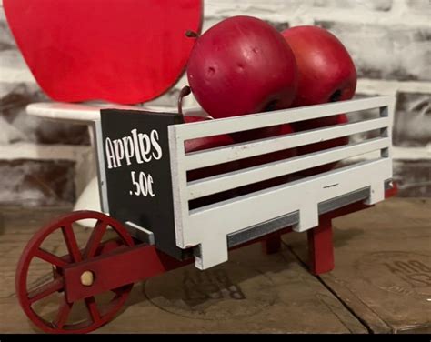 Apple Cart And Apples Wooden Apple Cart Shelf Sitter Rae Dunn Etsy