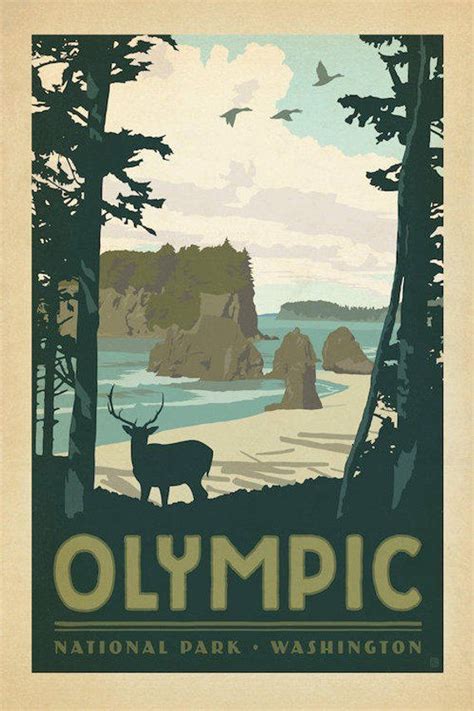 Olympic National Park Poster Olympic National Park Art Print National