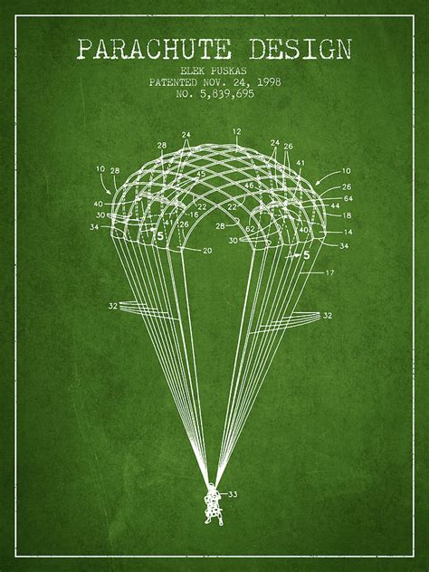 Parachute Design Patent From 1998 Green Digital Art By Aged Pixel