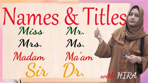 Titles And Names In English Mr Mrs Miss Ms Madam Maam Sir
