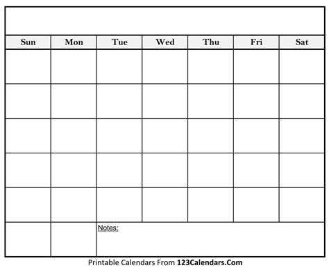 Free Printable Blank Calendar Calendarscom Blank Calendar With