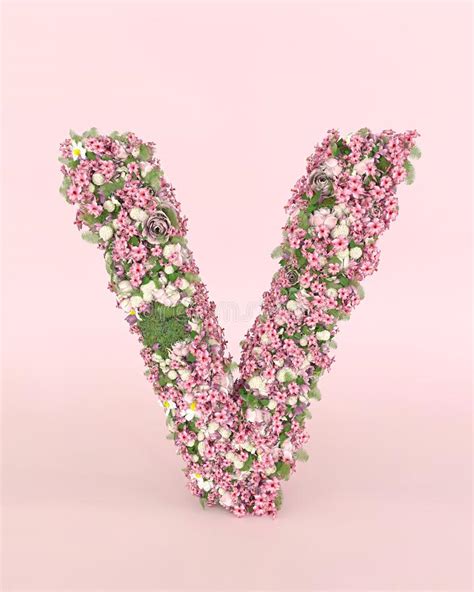 Creative Letter V Concept Made Of Fresh Spring Wedding Flowers Flower