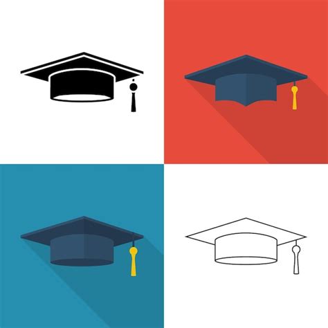 Premium Vector Graduation Cap Isolated Icons Academic Cap Flat Design