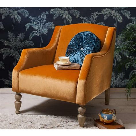 The type of velvet chair that you choose is largely dependent on the room that it will be in. Larissa Mustard Velvet Chair | Upholstered Armchair ...