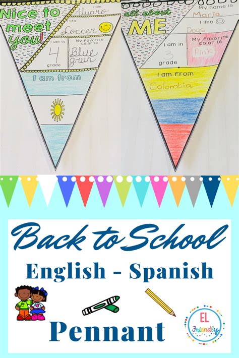 Bilingual Welcome All About Me Pennants Back To School Spanish