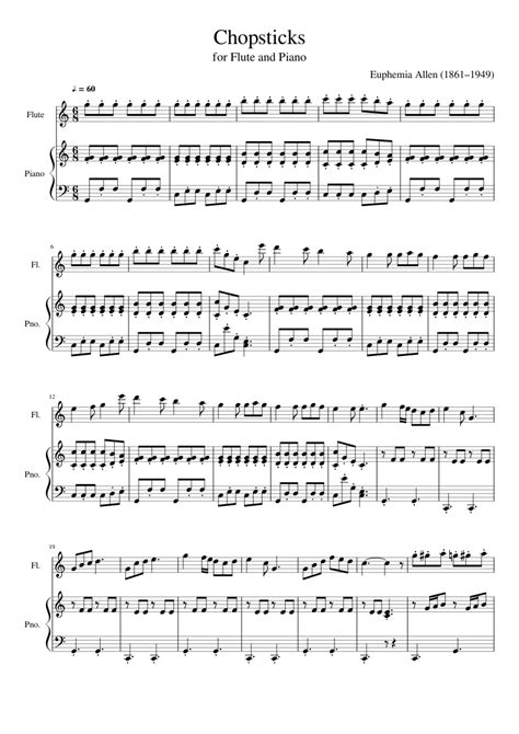 Allen Chopsticks For Flute And Piano Sheet Music For Piano Flute