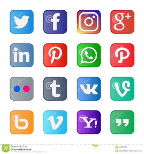 16 Set Of Popular Social Media Icons And Buttons Editorial Stock Photo