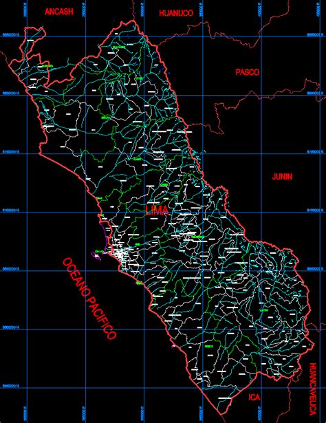Map Lima Province Peru Hydrology Dwg Block For Autocad Designs Cad