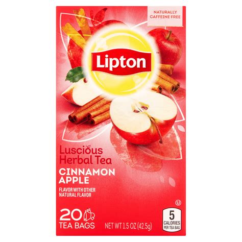 lipton cinnamon apple luscious herbal tea 20 tea bags 1 5 oz 6 pack