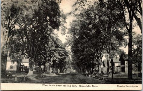 Vtg Greenfield Ma West Main Street View Looking East Residential 1907