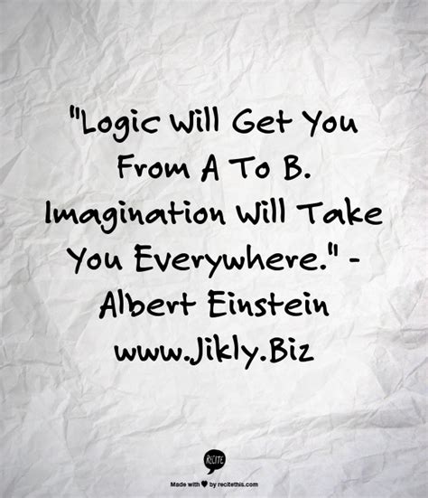 Albert Einstein Quote Logic Will Get You From A To B Imagination