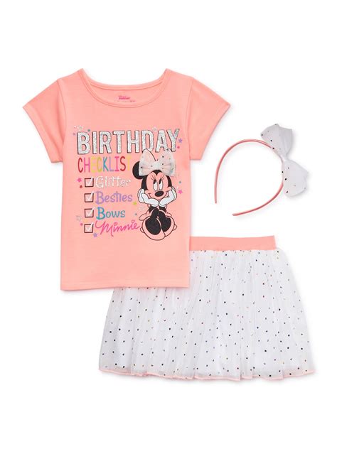 Minnie Mouse Baby Toddler Girl Birthday T Shirt Skirt And Headband 3pc