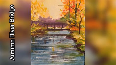 Easy Acrylic Painting River Bridge Youtube