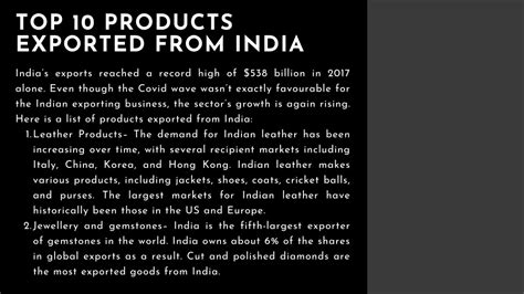 Ppt Top 10 Products Exported From India Powerpoint Presentation Free