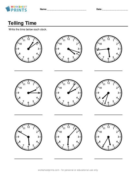 Printable Telling Time Worksheet Worksheetprints
