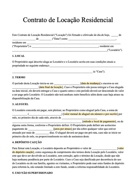 Exemplo De Contrato De Locação De Quarto Novo Exemplo