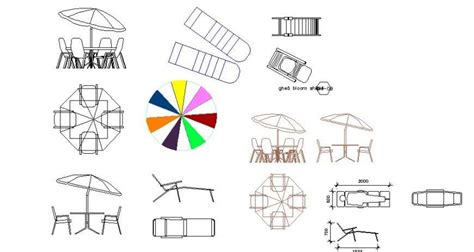 Outdoor Furniture Dwg Cad Blocks In Plan And Elevation Ph