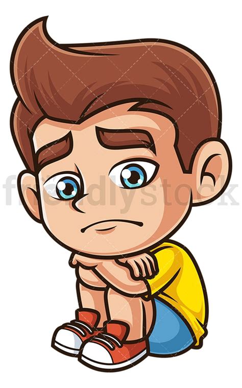 Sad Little Boy Cartoon Clipart Vector Friendlystock