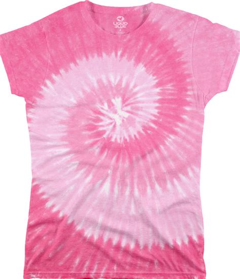 Unprinted Pink Spiral Unprinted Juniors Long Length Tie Dye T Shirt Tee