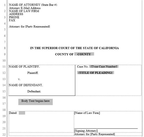 Pleading Form California Superior Court Word Automation