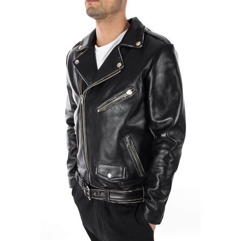 Italian Handmade Men Genuine Lambskin Leather Biker Jacket Slim Fit