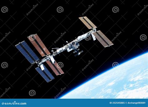 International Space Station Over The Planet Earth Elements Of This
