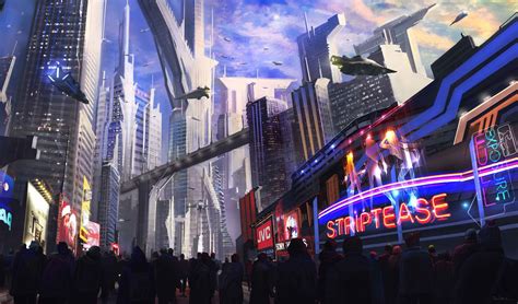 Sci Fi Cityscape Wallpaper Futuristic Neon Aircraft 4k Wallpaper