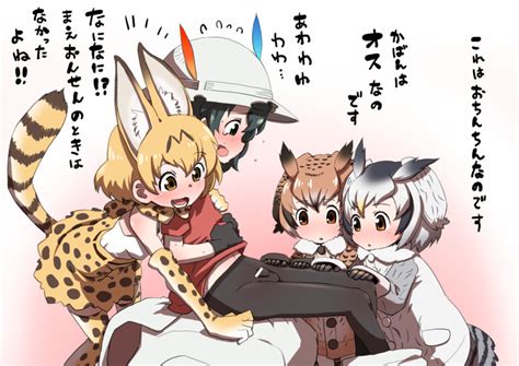 Serval Kaban Northern White Faced Owl And Eurasian Eagle Owl Kemono Friends Drawn By Uchuu