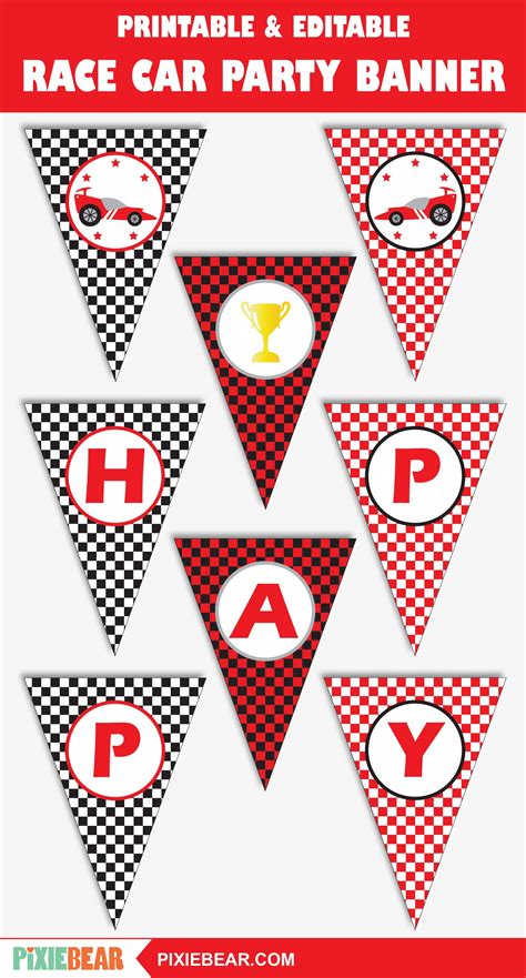 Race Car Birthday Banner Printable Racing Banner for a Go | Etsy in