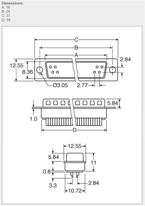 Pin Spacing For Dsub Connector With Solder Cups R AskElectronics