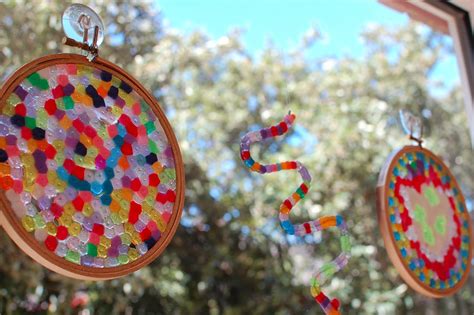 Sunnyside Art House Melted Bead Suncatchers In Embroidery Hoops