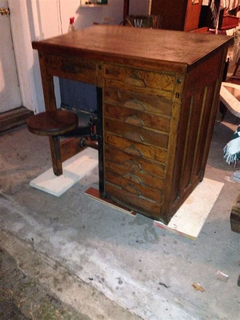 Vistaprint.com has been visited by 100k+ users in the past month Vintage printers desk with swing stool 40 x 39 x 26 ...