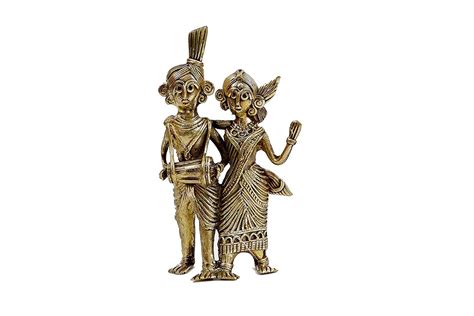 Buy Kolambas Brass Dhokra Art Adivasi Couple Figurine Traditional