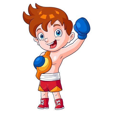 Premium Vector Cartoon Boy Boxing Isolated On White Background