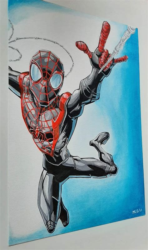 Spiderman Miles Morales Marvel Fan Art Original Etsy