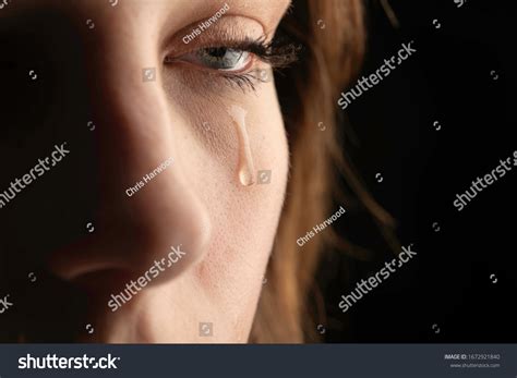 Closeup Photo Young Woman Crying Tear Stock Photo Edit Now 1672921840