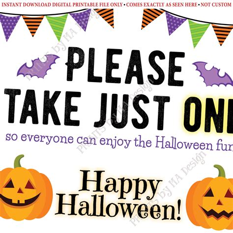 Please Take One Sign Happy Halloween Sign Candy Jack O Lantern
