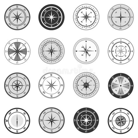 Compass Compass Icon Compass Icon Set Isolated On White Background