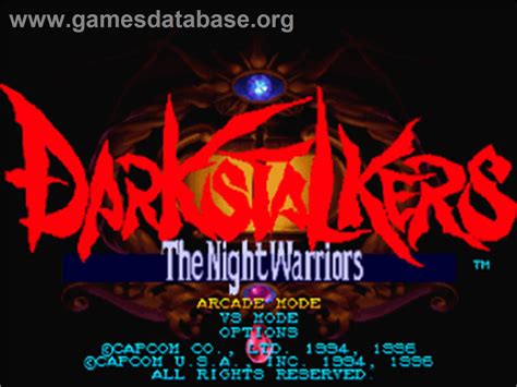 Darkstalkers The Night Warriors Sony Playstation Artwork Title
