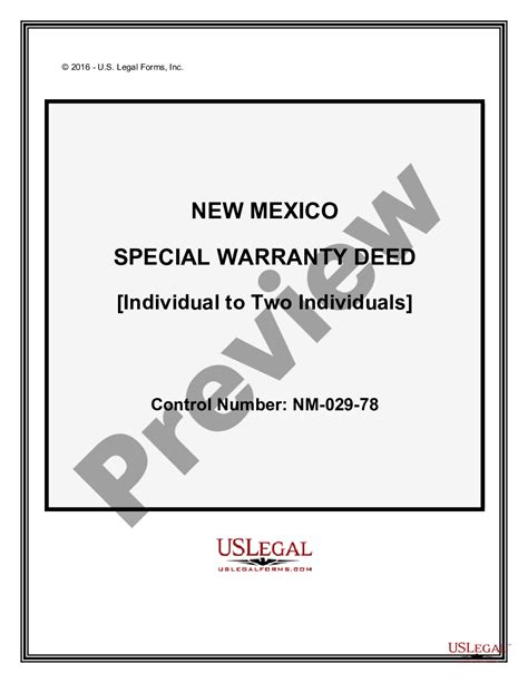New Mexico Special Warranty Deed Special Warranty Deed New Mexico