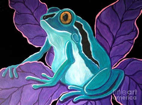 Blue Frog Purple Flower Painting By Nick Gustafson Fine Art America